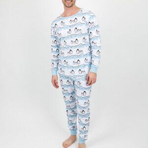 Leveret Mens Two Piece Cotton Pajamas Penguin Print XL